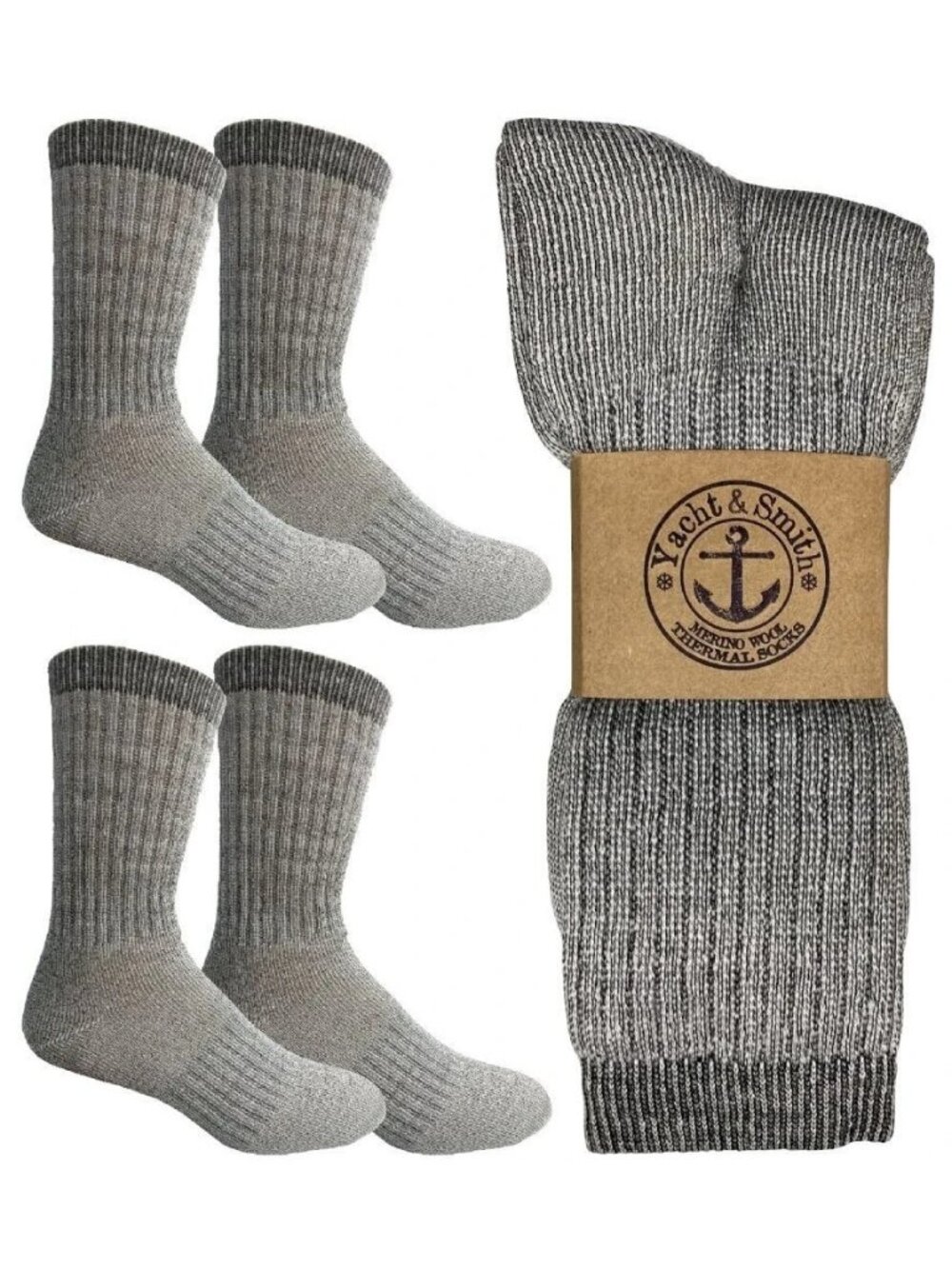 Yacht & Smith Mens Merino Wool Blend Socks Terry Thermal Boot Winter Hiking